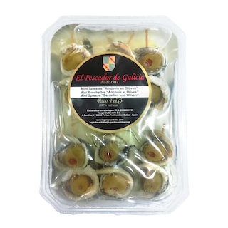 El Pescador De Galicia | Anchois | Aux mini brochettes d'olives 