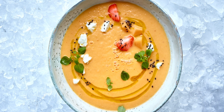 Gazpacho van meloen met geitenkaas