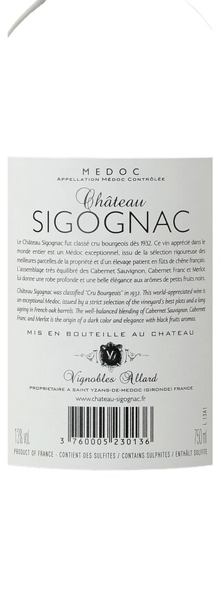 FR BORDEAUX MEDOC | Château Sigognac 2013 