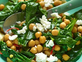 Ragout van kikkererwten met spinazie