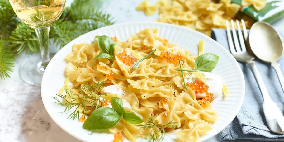 Farfalle aux œufs de truite et au citron