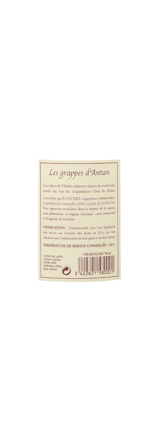 France - Frankrijk | Rhône - Côtes du Rhône | Les Grappes d'Antan 2018 | BIO 