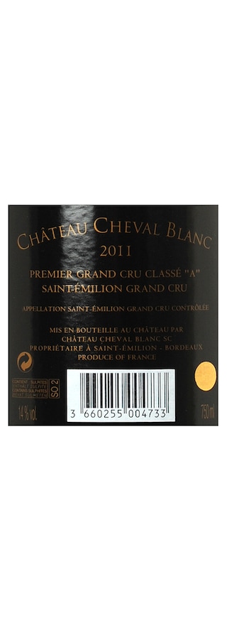 FR BORDEAUX SAINT-EMILION 1GCC | CHATEAU CHEVAL BLANC 1ER GC 2011 