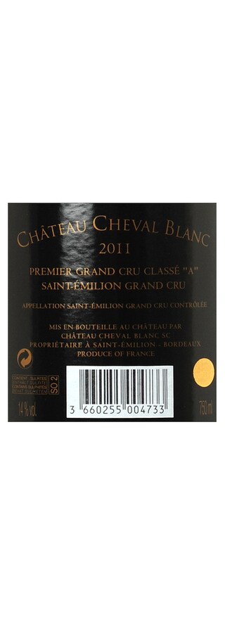 FR BORDEAUX SAINT-EMILION 1GCC | CHATEAU CHEVAL BLANC 1ER GC 2011 