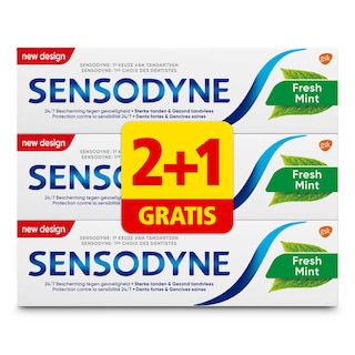 Sensodyne | Tandpasta | Fresh Mint | 2+1 Gratis 