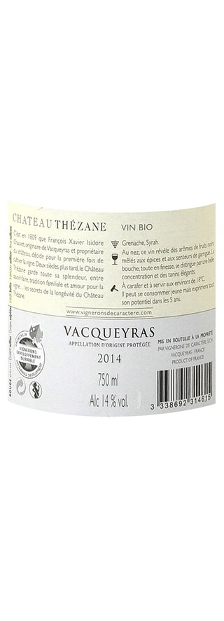 France - Frankrijk | Vacqueyras AC | Château La Thézanne 2014 Rood | Bio 