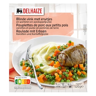 Delhaize | Paupiettes | Porc | Pois-Carottes-Purée 