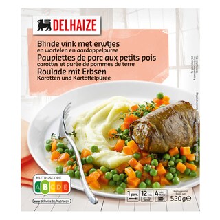 Delhaize | Paupiettes | Porc | Pois-Carottes-Purée 