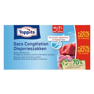 Toppits | Sacs congelation | 3l | 30+6 Gratuit 