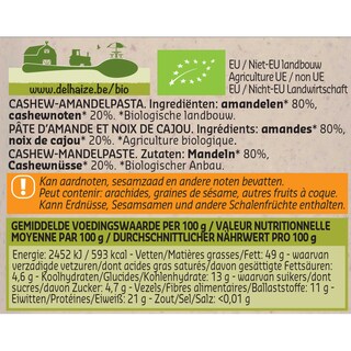 Delhaize | Pate | Cajou | Amande | Bio 250 gr