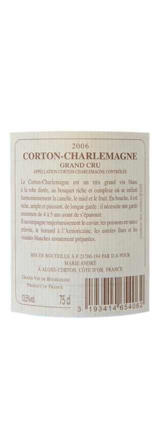 CORTON CHARLEMAGNE GRAND CRU | 75C CORTON CHARLEMAGNE 06 