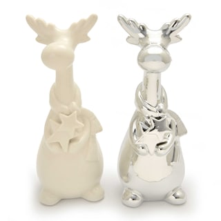 Delhaize | Home | Porseleinen hert | wit/zilver | 18cm 