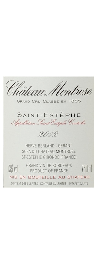 FR BORDEAUX SAINT ESTEPHE | Château Montrose 2012 