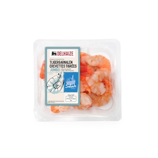 Delhaize | Crevettes tigrées cuites | Jumbo 