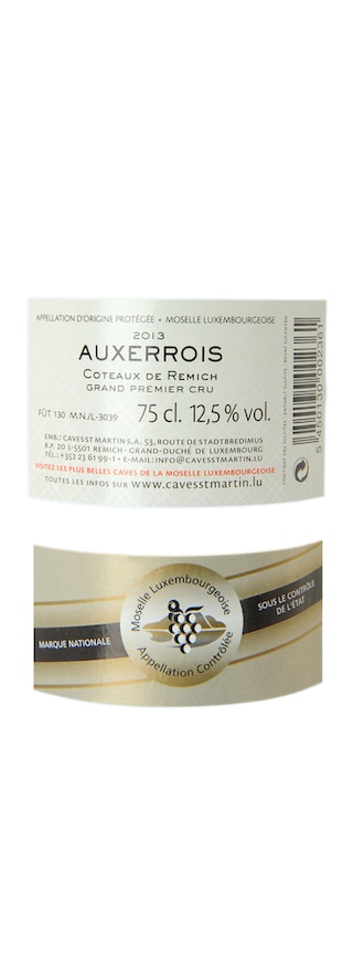 Luxembourg - Luxemburg | Moselle | Auxerrois GPC Coteaux de Remich St Martin 2017 