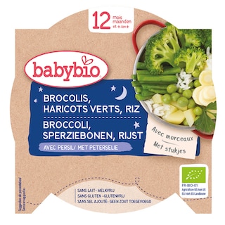 Babybio | Repas | Brocoli Haricots verts Riz | 12M | Bio 