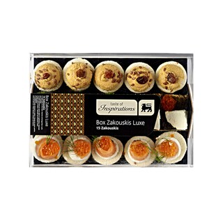 TASTE OF INSPIRATIONS | DELHAIZE | BOX ZAKOUSKI DE LUXE 15 PCS 