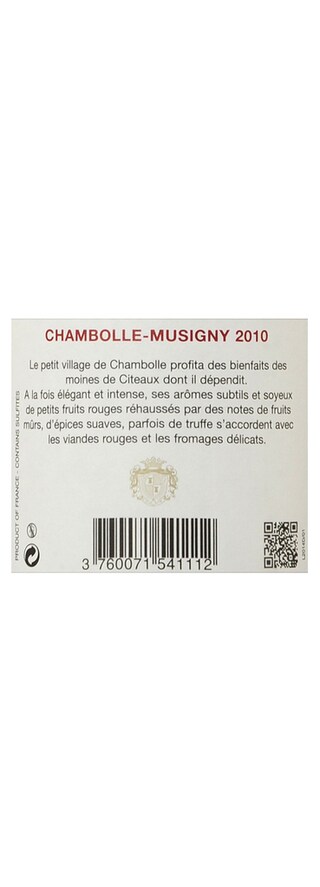 FR BOURGOGNE COTE DE NUITS | Côte de Nuits | Chambolle-Musigny 2010 Rood 