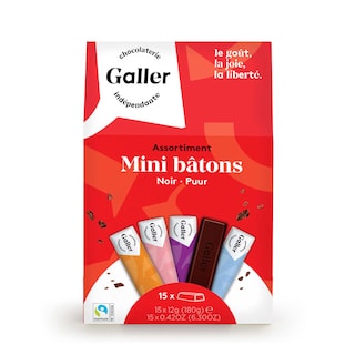 Galler | Chocolat | Mini bâtons | noir | fairtrade 