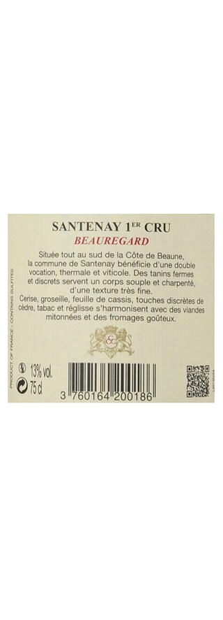 FR BOURGOGNE COTE DE BEAUNE | Bourgogne | Santenay 1er Cru Beauregard 2014 Rood 
