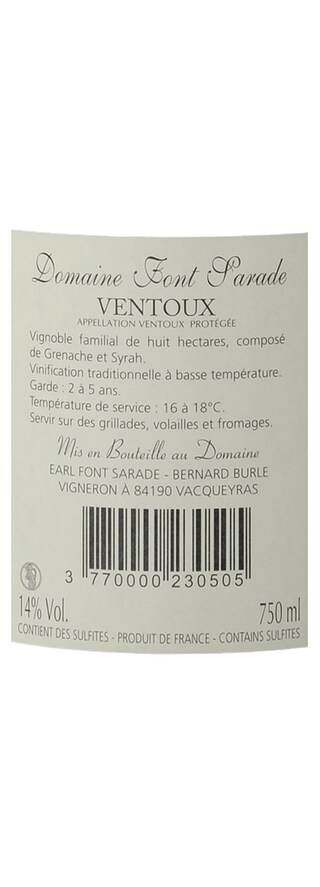 France - Frankrijk | Rhône - Ventoux AC | Font Sarade Rouge 