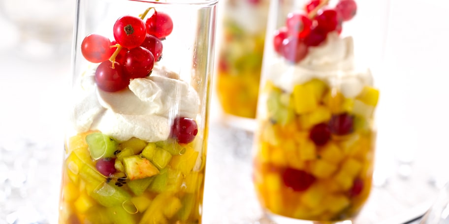 Tartare de fruits frais et mascarpone à la cassonade
