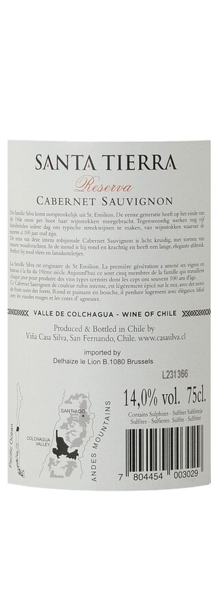Chili | Colchagua Valley | Santa Tierra Reserva Cabernet Sauvignon Rood 
