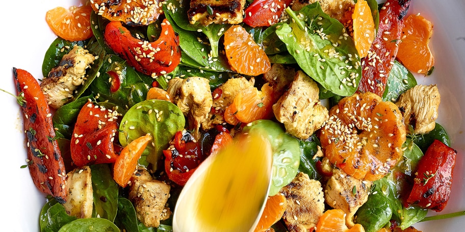 Kipsalade met dressing van clementines