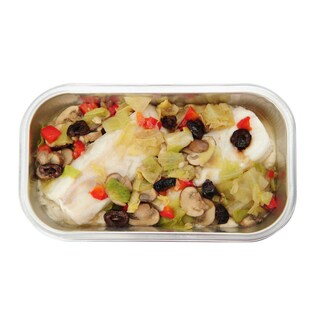 Delhaize | Cabillaud | Confit échalote | Légumes 