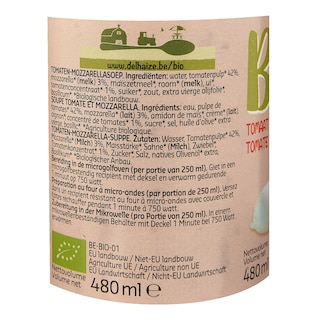Delhaize | Bio | Soep | Tomaat | Mozzarella | Bio 