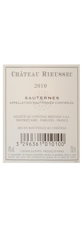 France - Frankrijk | Bordeaux - Sauternes | Château Rieussec 10 Wit 