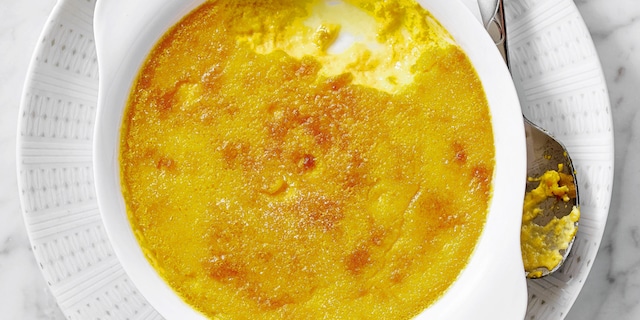 Crème brûlée met wortelen