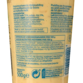 Delhaize | Riz au lait | Vanille 500 gr