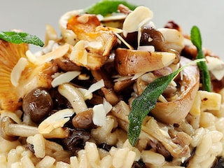 Risotto aux champignons des bois, amandes et sauge