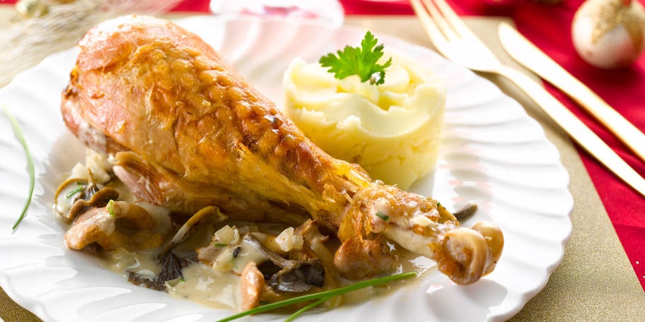 Dinde forestière au Monbazillac et purée à l’huile de truffe