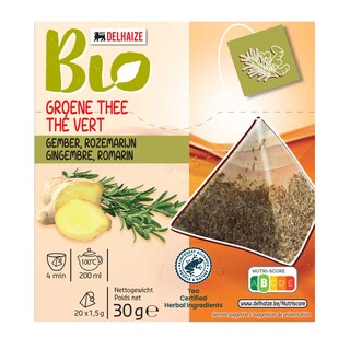 Delhaize | Bio | Green | Tea | Ginger | Rosemary | Bio 30 gr