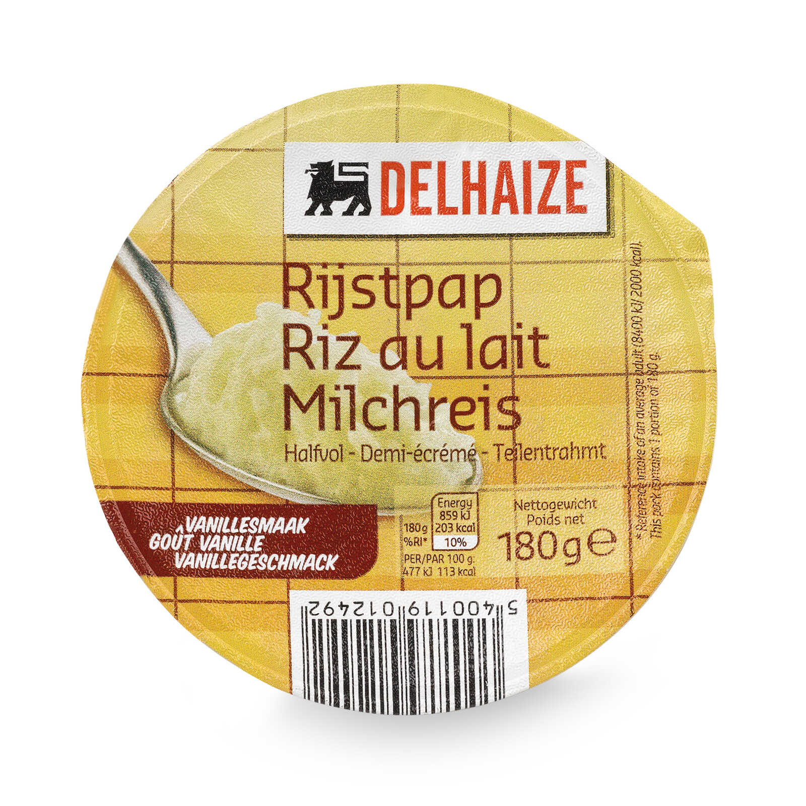 Delhaize Riz Au Lait Demi écrémé Vanille 180 Gr Delhaize 7098