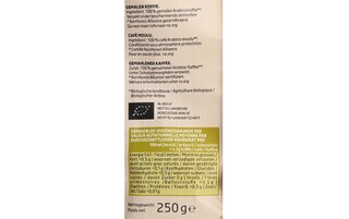 Delhaize | Bio | Koffie | Moka | Gemalen | Bio 250 gr