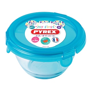 Pyrex | Plat rond turquoise avec couvercle | 0,35l 