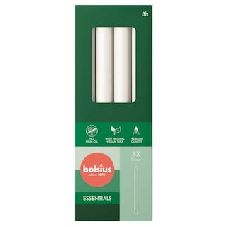 Bolsius | Bougier diner | blanc | 23cm | 8 pièces 8 pc