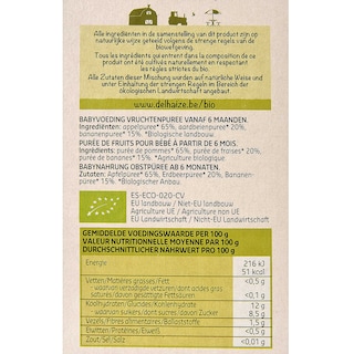 Delhaize | Bio | Baby | Banaan Appel Aardbei | 6M | Bio 360 gr