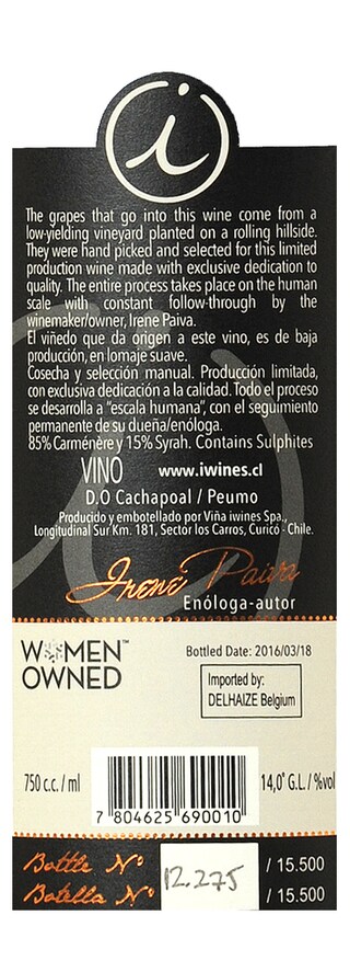 Chili | Cachapoal Valley | I-Latina carmenere 12 Rouge 