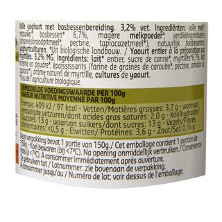 Delhaize | Bio | Yoghurt | Mager | Blauwe bosbes | 3+1 | Bio 