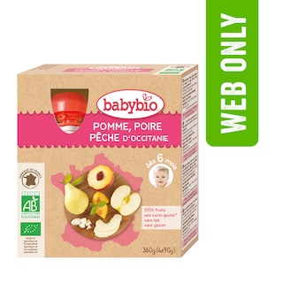 Babybio | Gourde | Pomme Poire Pêche | 6M | Bio 
