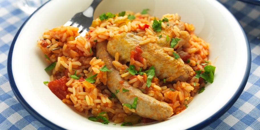 Jambalaya au poulet et aux chipolatas