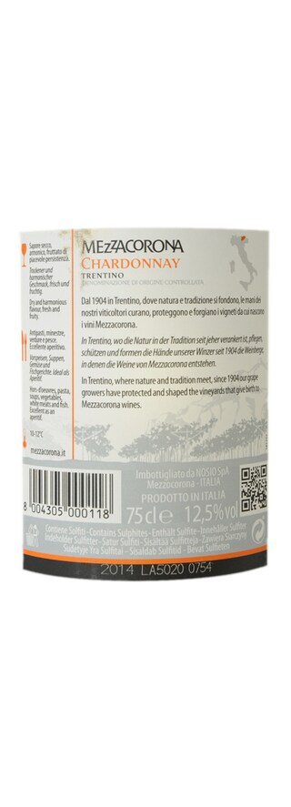 Italie - Italië | Trentino IGT | Chardonnay Mezzacorona Wit 