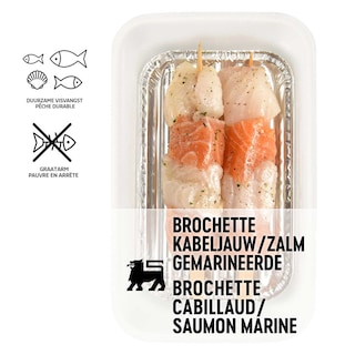 Delhaize | Brochette | Kabeljauw-Zalm | Gemarineerd 