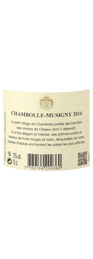 FR BOURGOGNE COTE DE BEAUNE | Chambolle Musigny 2014 Rouge 