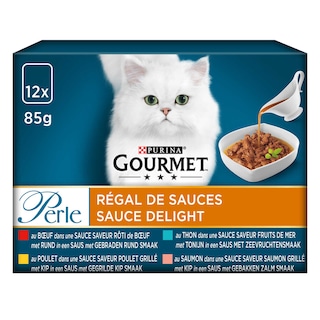 Gourmet | Perle | Aliment Chat | Adulte | Régal en Sauce | Boeuf 12 x 85 gr