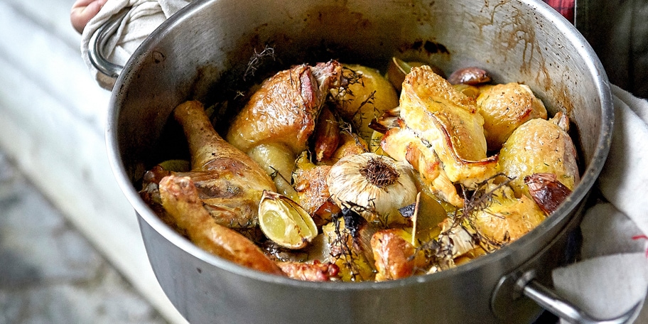 Geroosterde minikapoenen met limoncello en tijm
